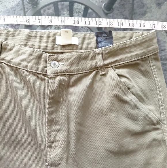 H&M Women's Olive Green Wide Leg Highrise Cargo Jeans Size 14 - Picture 11 of 12